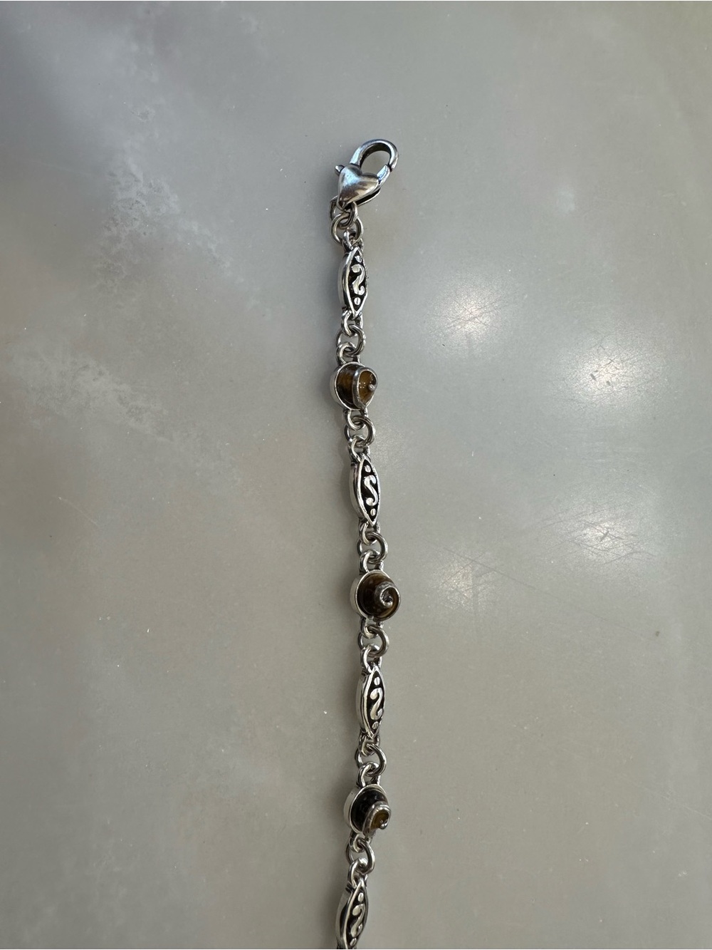 Brighton Silver, Brown Tiger's Eye Charm Bracelet - Picture 9 of 13